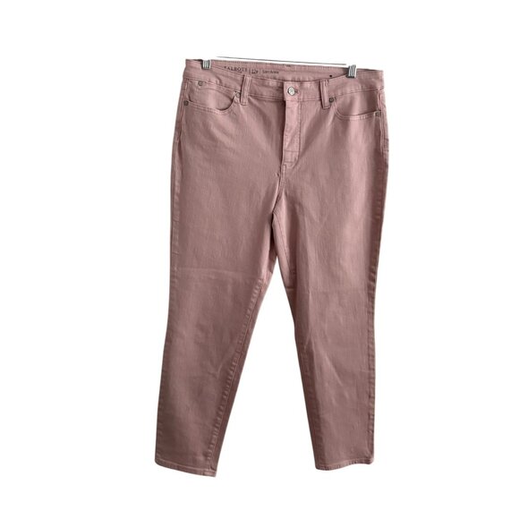 Talbots Petite Women 12P Rose Pink Denim Cotton Blend Flawless Slim Ankle Jeans - Picture 2 of 9